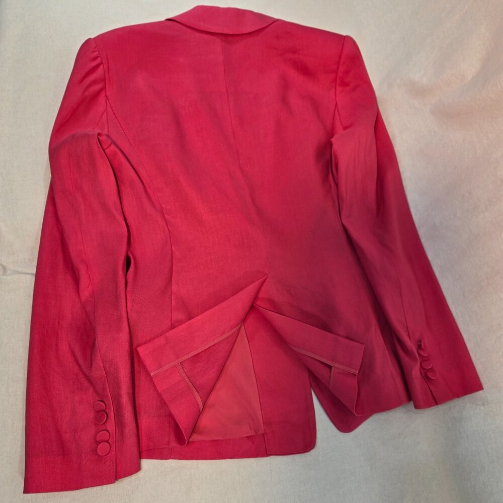 MILLY Legally Blonde Officecore Fuchsia Linen Rayon Blazer Size 8 New NO Tags! - Picture 4 of 16